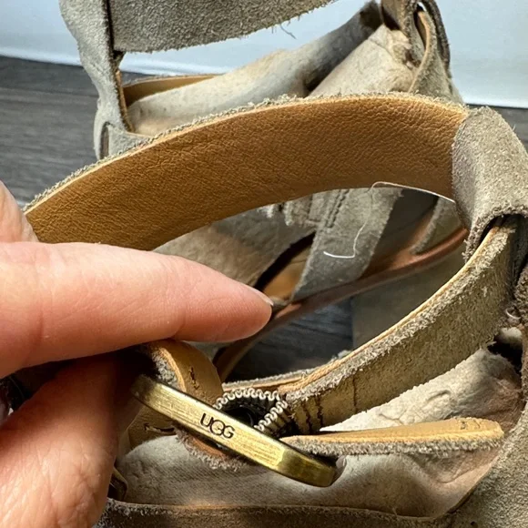UGG Stylish green/Tan suede/leather Sandals size 7.5 (j151) - Picture 7 of 14